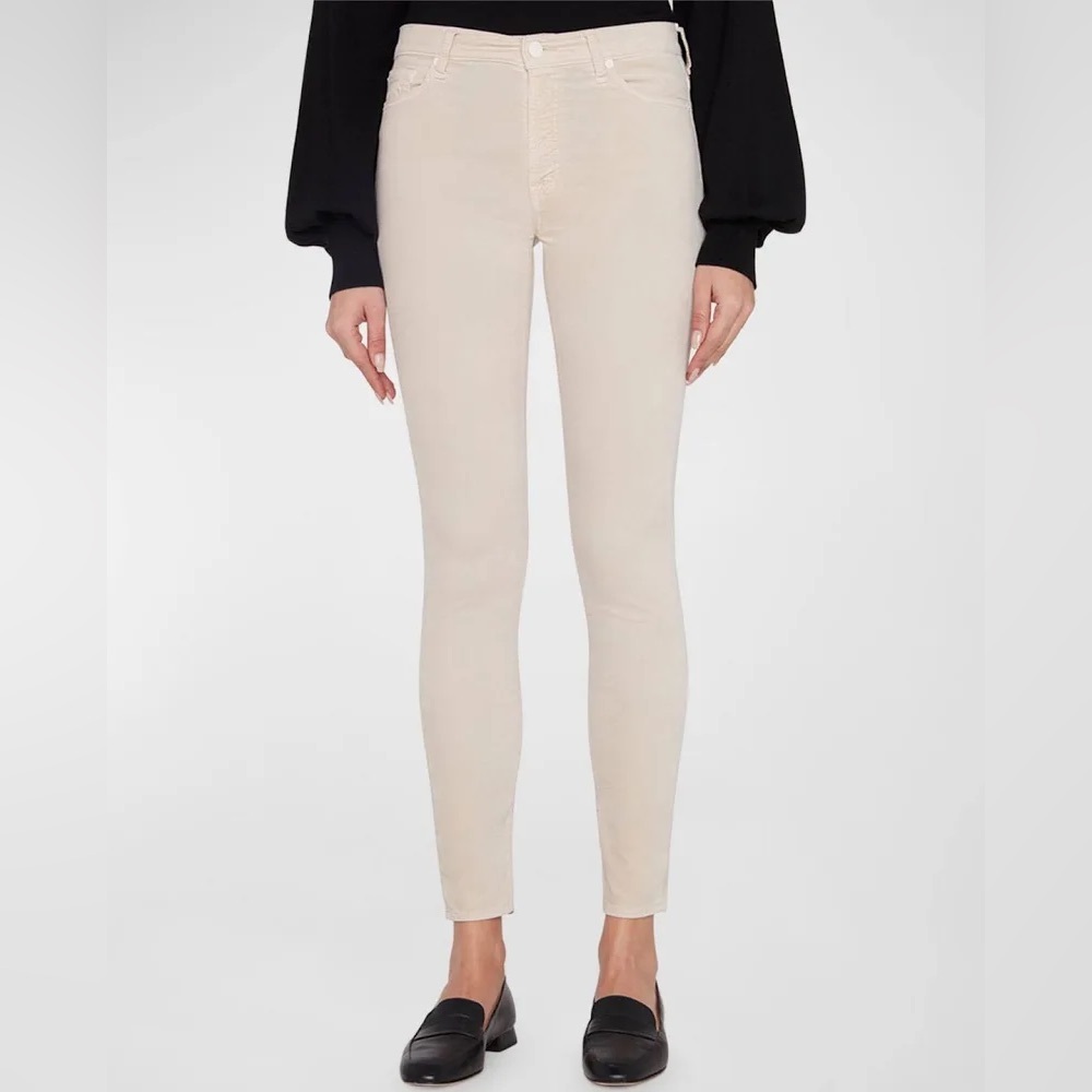 NWT 7 For All Mankind Women's Beige Velvet High Waist Skinny Size 24